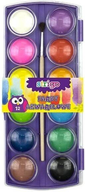 Farby akwarelowe 12 kolorów z pędzelkiem SSC016