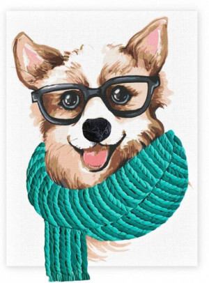Malowanie po numerach IDEYKA 30x40cm z glinką Stylowy Corgi