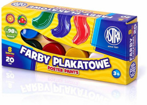 Farby Plakatowe 8 kolorów 20ml ASTRA
