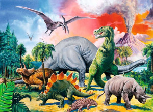 Puzzle 100. Pośród dinozaurów