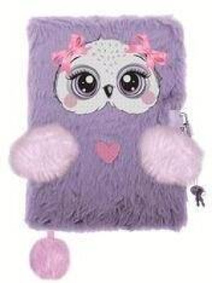 Pamiętnik z kłódką A5/96K 3D włochacz Violet owl