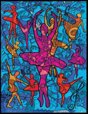 Kolorowanka welwetowa 47x35cm Baletnice