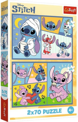 Puzzle 2x70 Ze Stitchem nie ma nudy TREFL