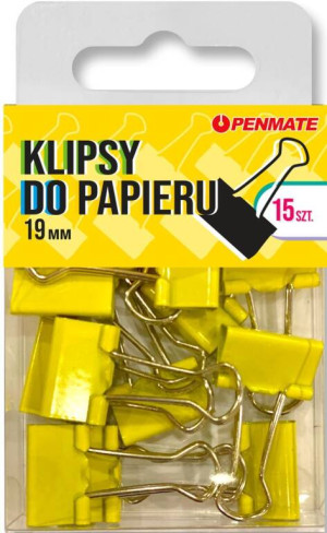 Klipsy do papieru 19mm kanarkowe