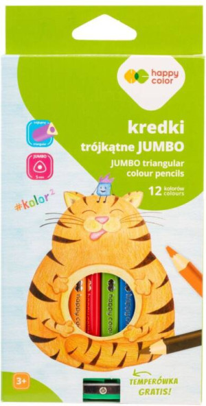 Kredki drewniane jumbo 12 kol + temperówka