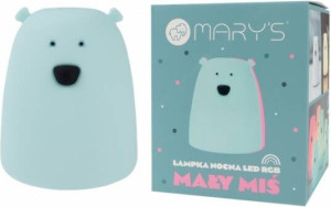 Lampka nocna LED RGB Miś mały niebieski