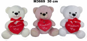 Maskotka Miś 3kol "Kocham Cię" 30cm 162045 mix cena za 1 szt