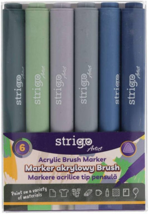 Marker akrylowy Brush 6 kolorów STRIGO