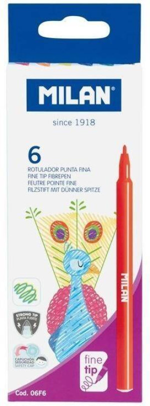 Flamastry z cienką końcowką 6 kolorów 06F6 MILAN