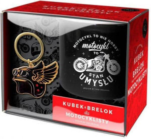Zestaw: kubek i brelok Hobby. Motocykl