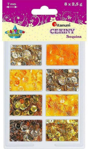 Cekiny 7mm 8 kolorów x 2,5g złote