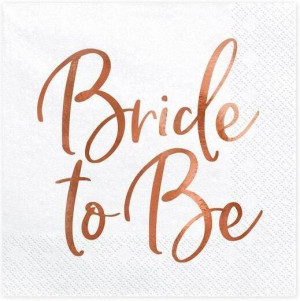 Serwetki Bride to Be różowe złoto 33x33cm 20szt
