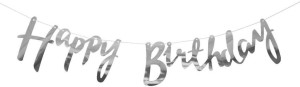 Girlanda Happy Birthday srebrna