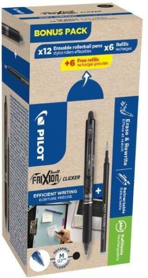 Pióro kulkowe Clicker 12szt + 12szt wklad niebiesk
