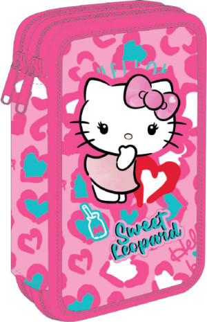 Piórnik podwójny z wyposażeniem Hello Kitty Jumper 2 Pink 2