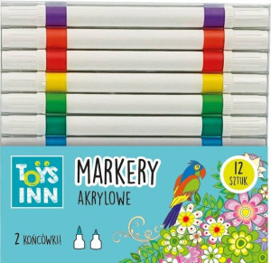 Markery akrylowe 2 końcówki, 12 sztuk. ToysInn