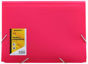 Teczka z przegródkami A4 PP-104. Różowa