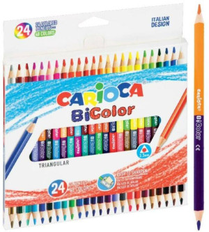 Kredki ołówkowe trójkątne BiColor 24/48 CARIOCA