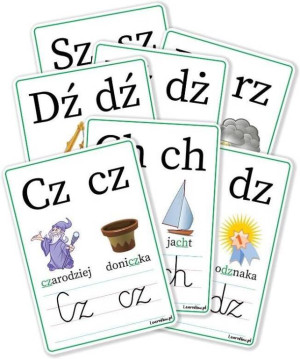 Plansze edukacyjne A5 - Dwuznaki 7 kart