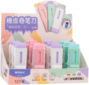 Gumka wysuwana + temperówka Pastel (12szt)