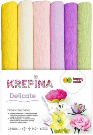Krepina marszczona 25x100cm. Delicate mix 6 rolek
