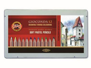 Pastele suche w ołówku. Koh-I-Noor. Gioconda. 12 kolorów w opakowaniu metalowym
