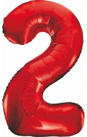 Balon foliowy 85cm. Cyfra 2. Czerwona
