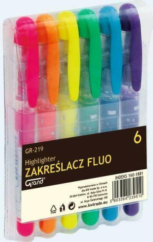 Zakreślacze w sztyfcie 6 kolorów GRAND