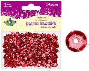 Cekiny okrągłe czerwone metaliczne 7mm 14g.(cm6r)