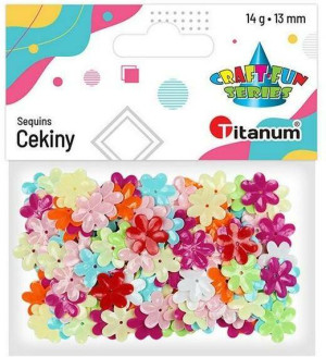 Cekiny kwiaty pastelowe mix kol.14g.13mm (Ck061)błękitny,zielony,czerwony,ciemnoróżowy,pomarańczowy