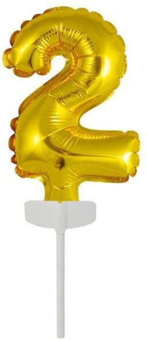 Balon foliowy mini cyfra 2 złota 8x12cm