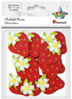 Naklejki filcowe 3D truskawki 38x48mm