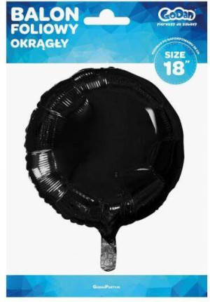 Balon foliowy okrągły czarny 45,7cm