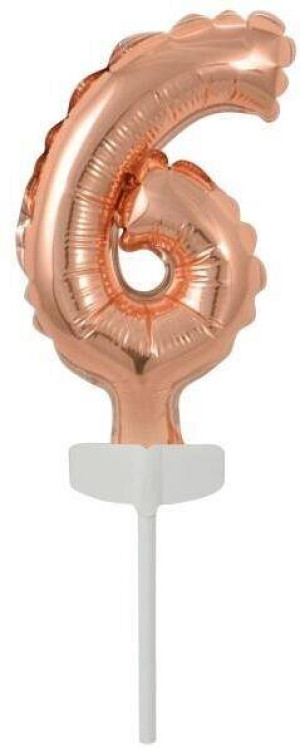 Balon foliowy mini cyfra 6 różowe złoto 7x12cm
