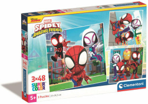 Clementoni. Puzzle Super Color 3x48. Marvel Spidey