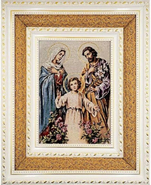 Obraz Haftowany Święta Rodzina podwójna rama 38x32