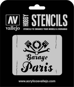 Vallejo: ST-LET001 - Stencils - Vintage Garage Sign