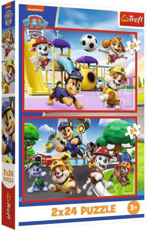 Puzzle 2x24 Psi dzień zabaw TREFL