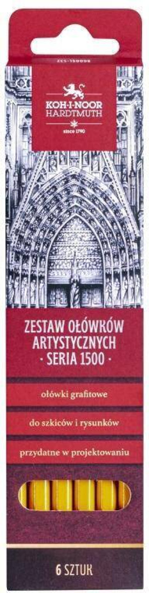 Zestaw ołówków artystycznych. Seria 1500. 6 sztuk