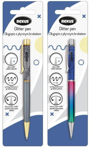 Długopis z płynnym brokatem