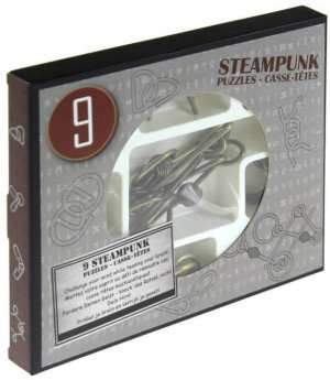 Łamigłówki metalowe 9 sztuk Steampunk zestaw szary