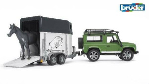 Land Rover z przyczepą i figurką konia