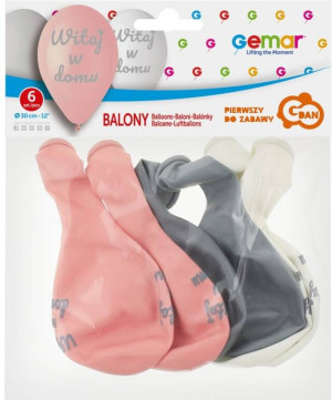 Balony Premium Witaj w domu, różowe 6 sztuk 12"