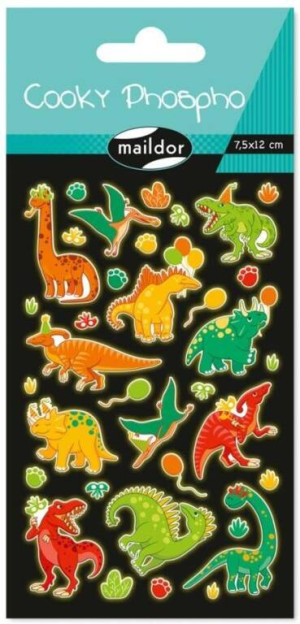 Naklejki 3D świecące w ciemności Dino
