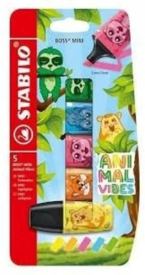 Zakreślacze mini Animal vibes set 5szt