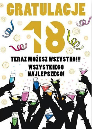 Karnet Party naklejany B6+koperta Urodziny 18 wz16