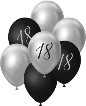 Balony B&C bukiet srebrno-czarny 45cm 7szt
