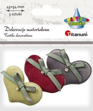 Materiałowe serca pluszowe 54x40mm
