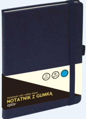 Notatnik z gumką A5/80K kratka. Granatowy