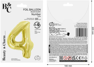 Balon foliowy B&C 4 Light gold 85cm